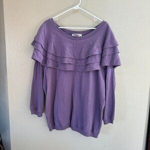 Roaman's Purple Sweatshirt With Ruffles Size 2x
